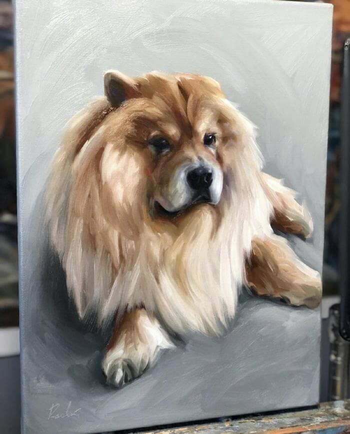 Pet portrait on canvas by Marcelo Rocha Oil Painter