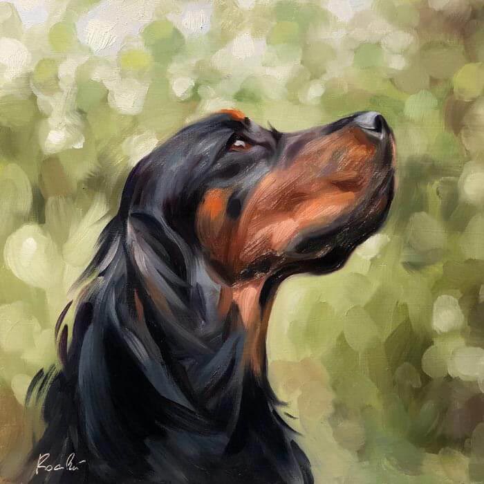 Realistic dog portrait painting by Marcelo Rocha