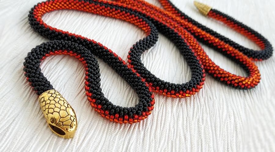 beaded snake necklace by FoxyStyleJewelry