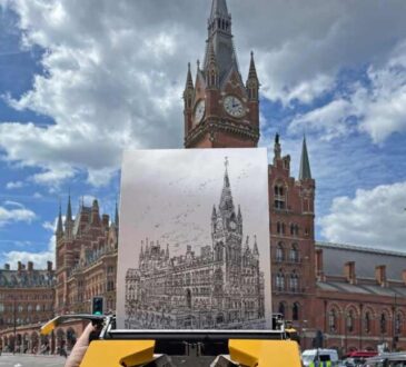 St Pancras in Context Typewriter drawing by James Cook