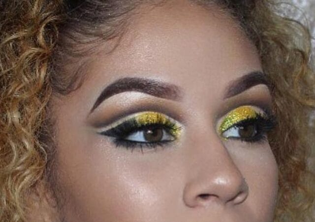 Thommy Yellow glitter makeup look by Candice