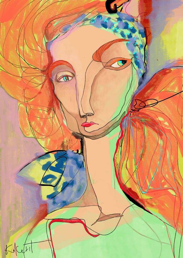 Abstract face line paintingArtist Koketit Shira Barzilay