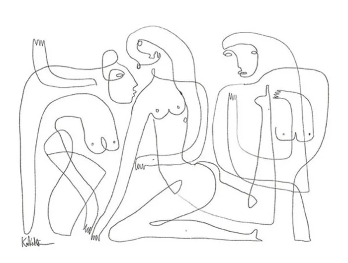 Minimalist female form one line art Koketit