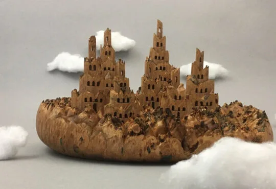 Pop up castle hand-carved wooden by Uli Kirchler
