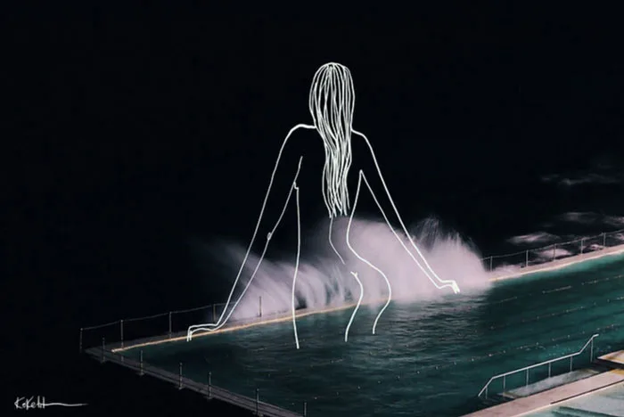 Skinny dipping line art Artist Koketit Shira Barzilay