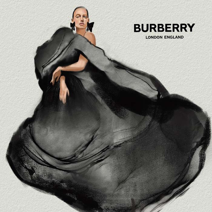 Fashion Sketch for Burberry campaign by Lisa Nikitina