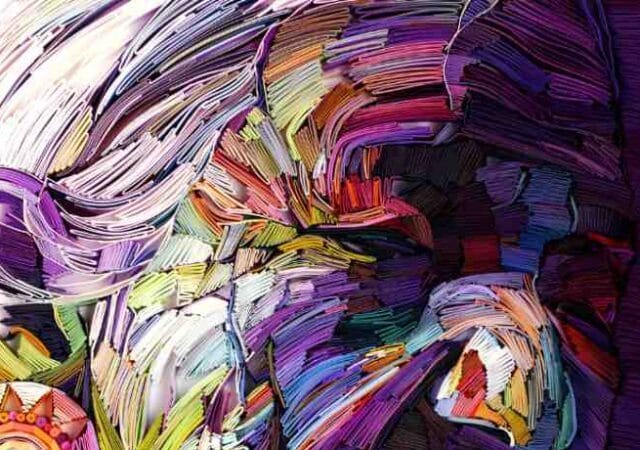Amethyst portrait paper artwork by Artist Yulia Brodskaya