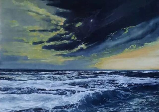 Storm is Gathering oil painting on parchment by Artist Corrado Creates