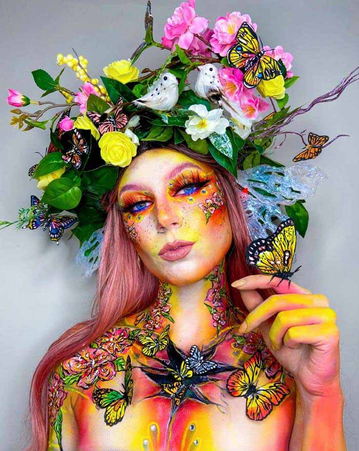 Butterfly makeup and body painting by CrystalBruises