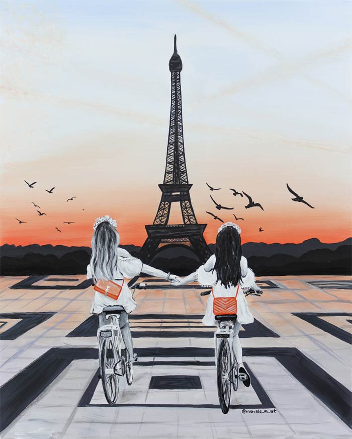 Oh shit, Eiffel acrylic on canvas by Artist Marcela Buckley