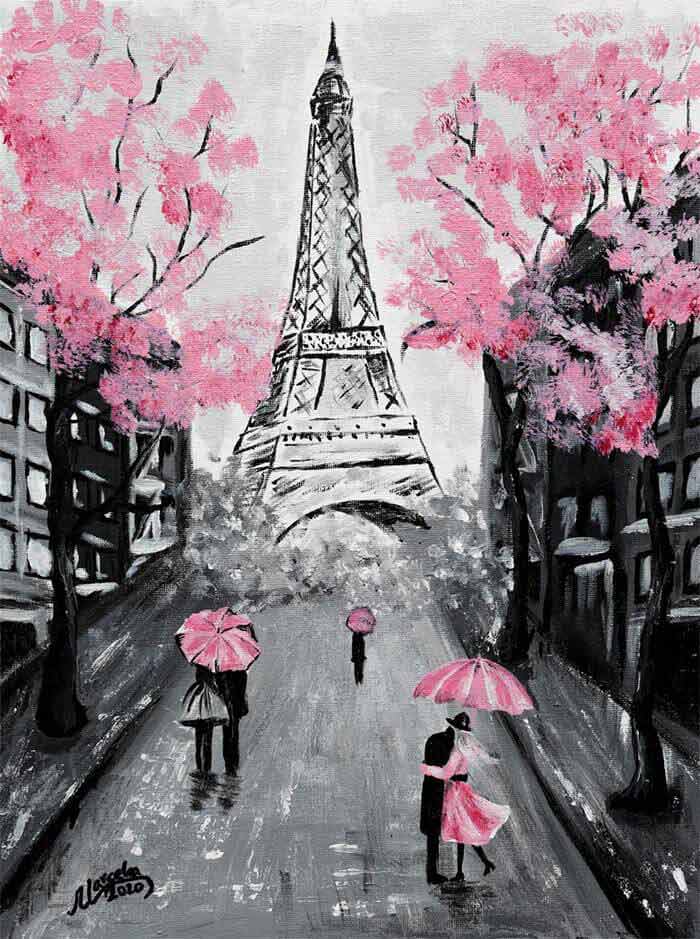 Oui just love Paris acrylic on canvas panel by Artist Marcela Buckley