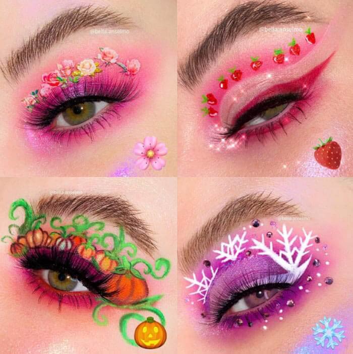 Spring, summer, autumn and winter eyes makeup looks by Bella Anselmo