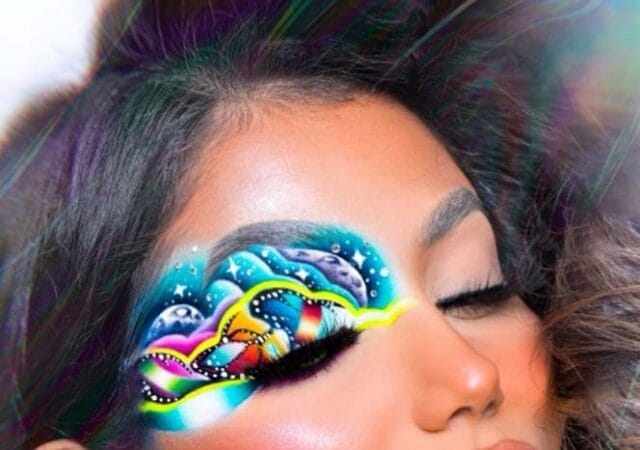 Colourful Samurai eye makeup art by Iman Abdul