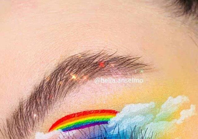 Rainbow eye makeup look by Bella Anselmo