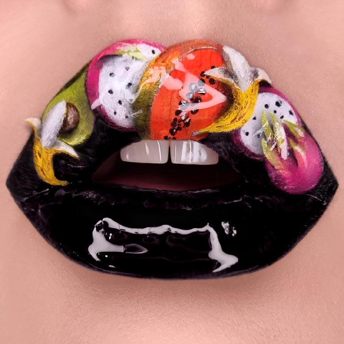 fruits lip art makeup by makeup artist Tutushka Matviienko