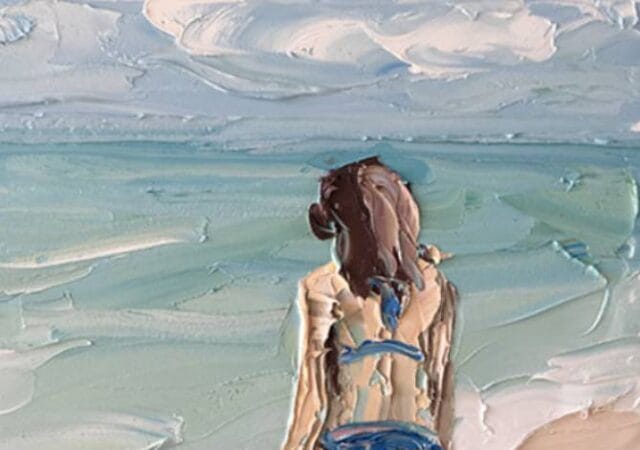 Beach Girl - Blue Bikini oil on canvas