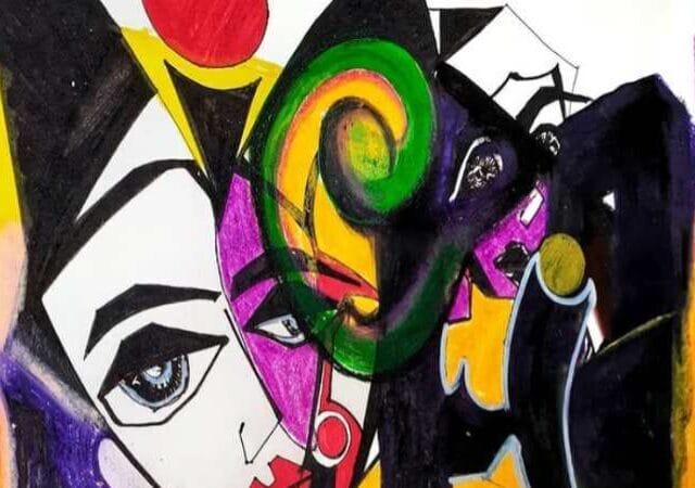 abstract face painting by Indian Artist Jutika Borah