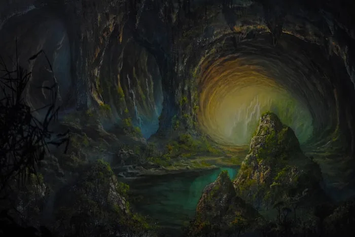 Airbrush mural landscape painting