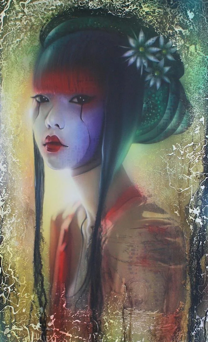 Airbrush effect girl painting