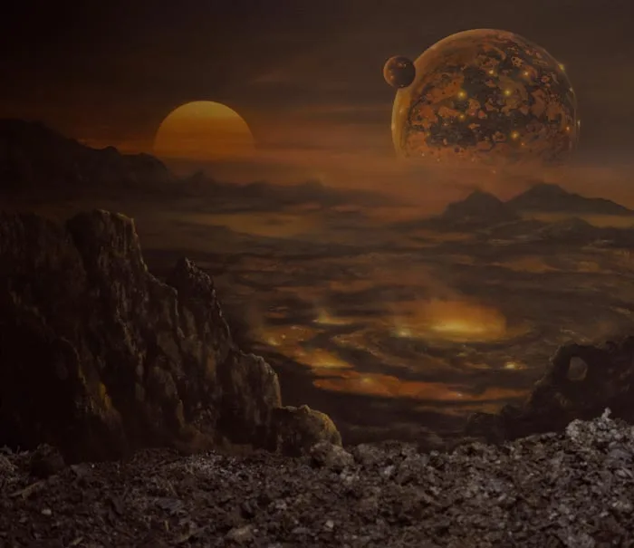 Beautiful landscape airbrush moon painting