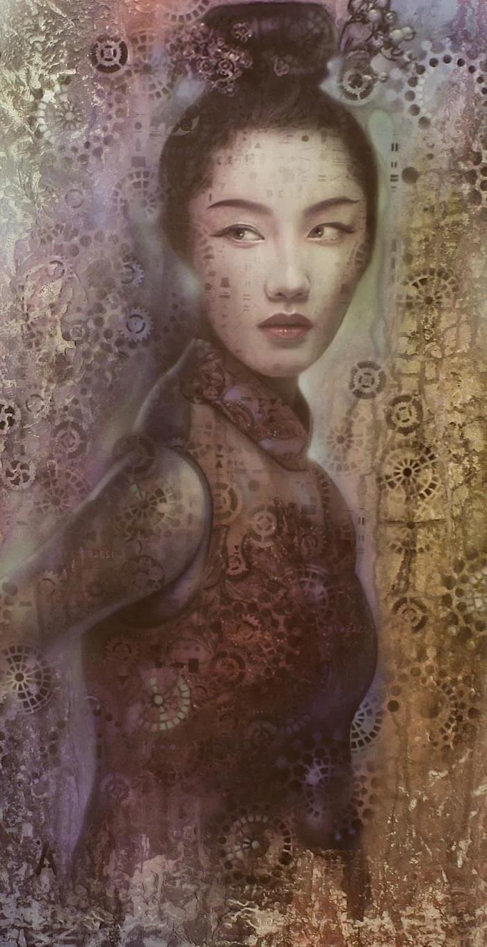 Realistic painting woman