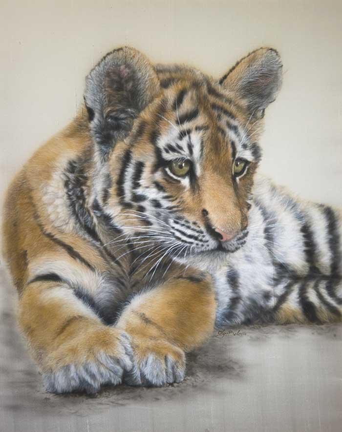 Curious Majesty Silk Painting