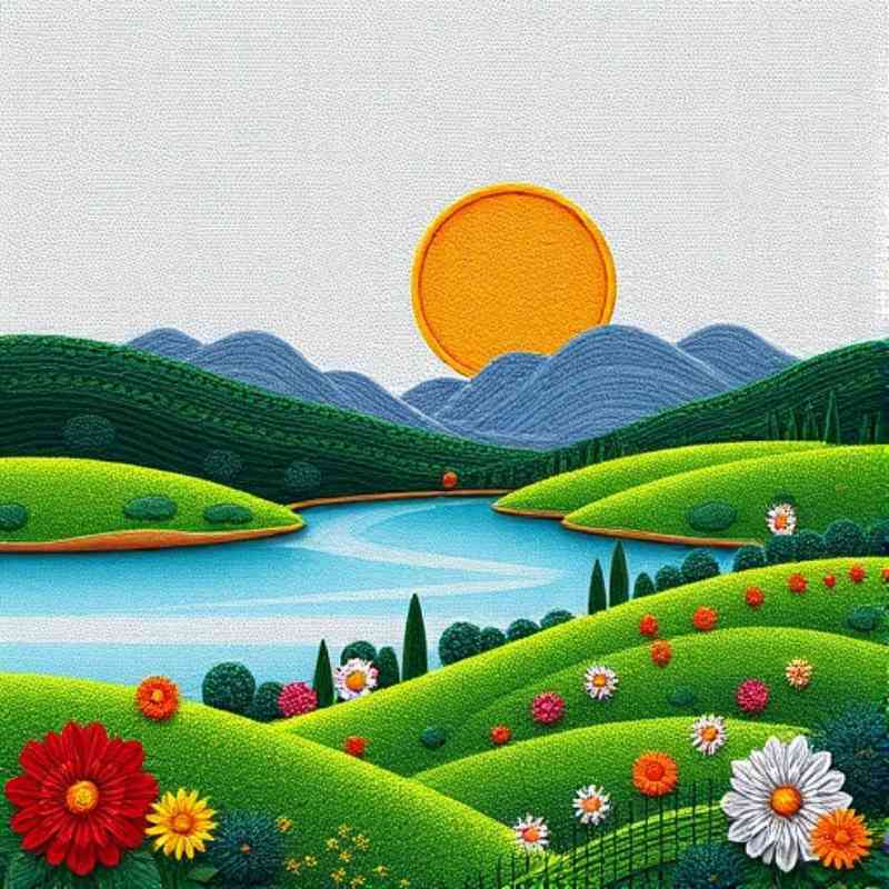 Hand Embroidery Landscape Designs