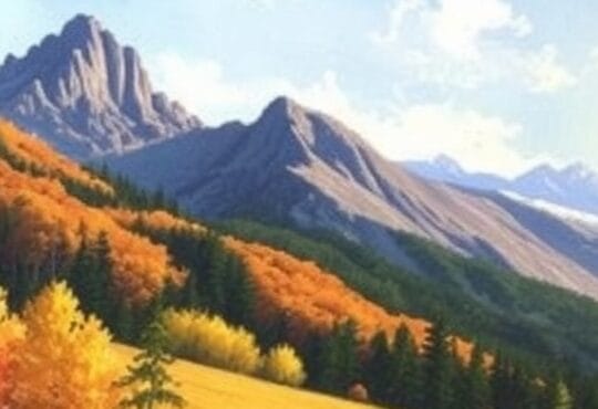 Fall Mountain landscape painting