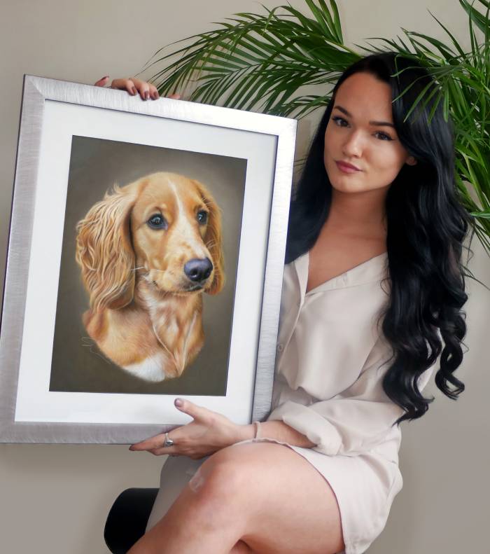Hand-painted dog portrait by professional artist