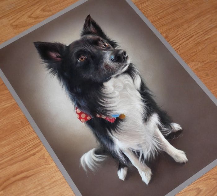 Realistic dog portrait painting by professional artist