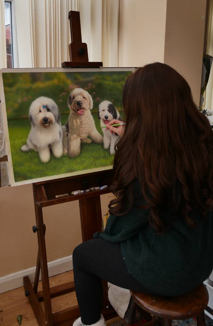 Hand-drawn pet portrait showcasing a pet's personality