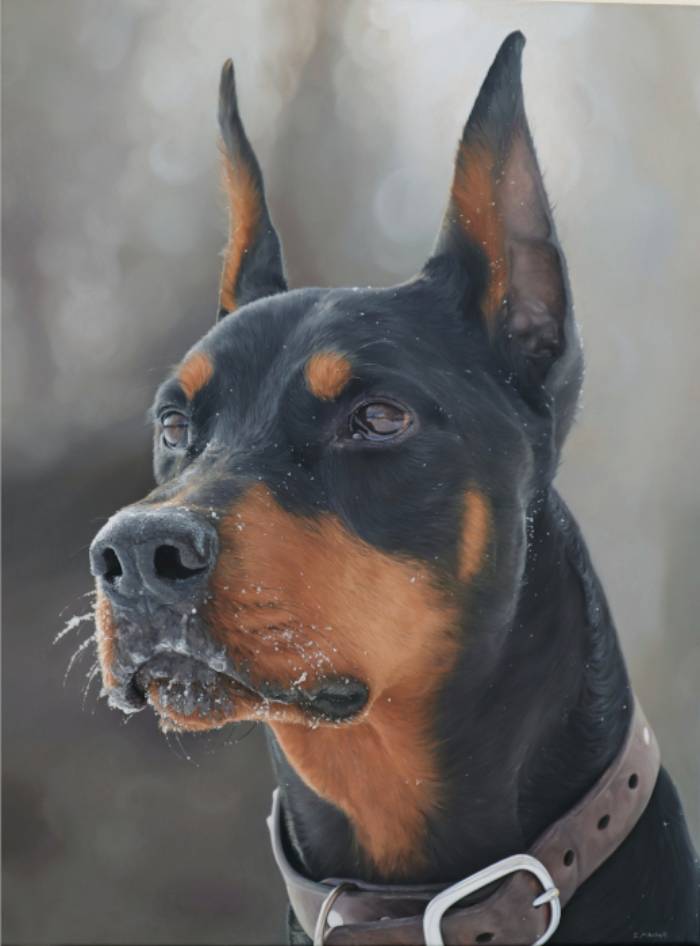 Realistic painting of a dog
