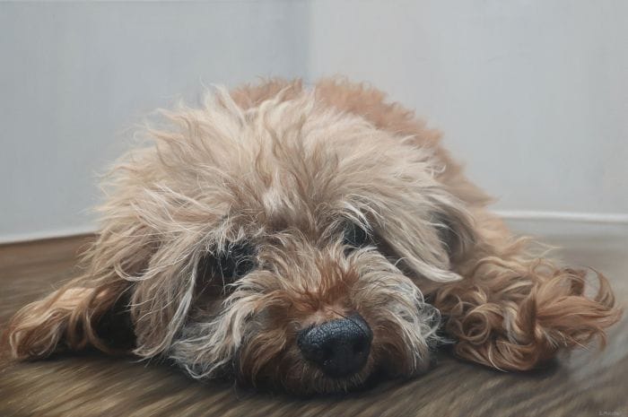 Portrait painting of a dog named Jose