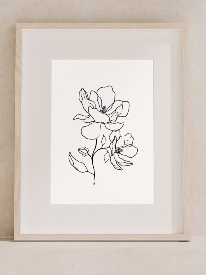 Flower minimalist drawing by Anna Bressi – line art of a delicate flower
