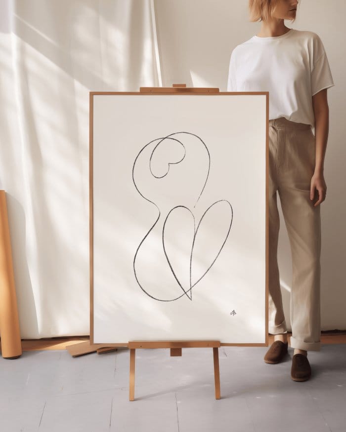 One line art drawing by Anna Bressi – minimalist continuous line drawing of a human figure