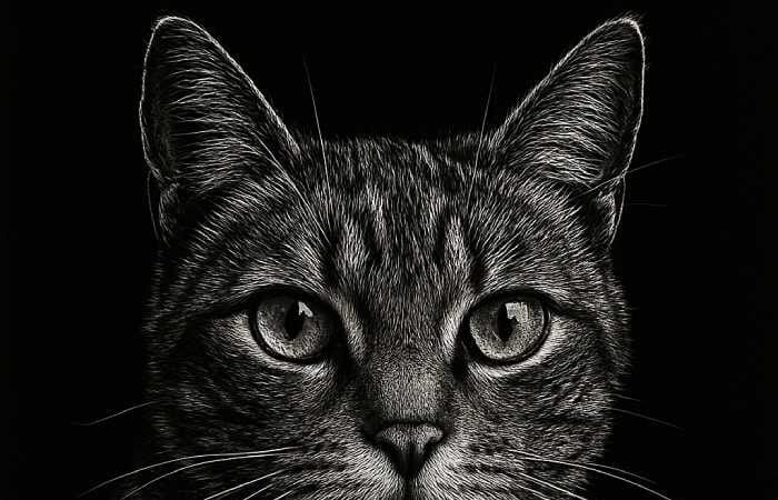 Creating a Scratchboard Cat Portrait
