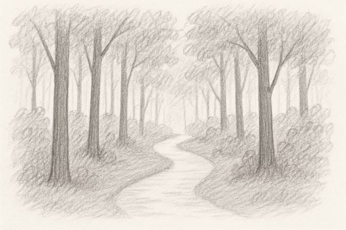 A Quiet Forest Path Drawing Ideas