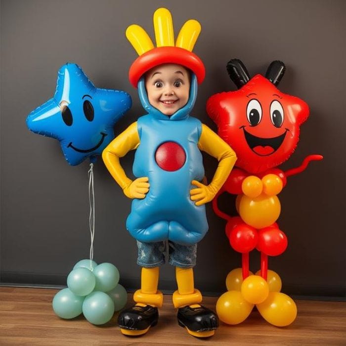 Classic Cartoon Character costume, iconic shapes made from balloons, recognizable, fun.