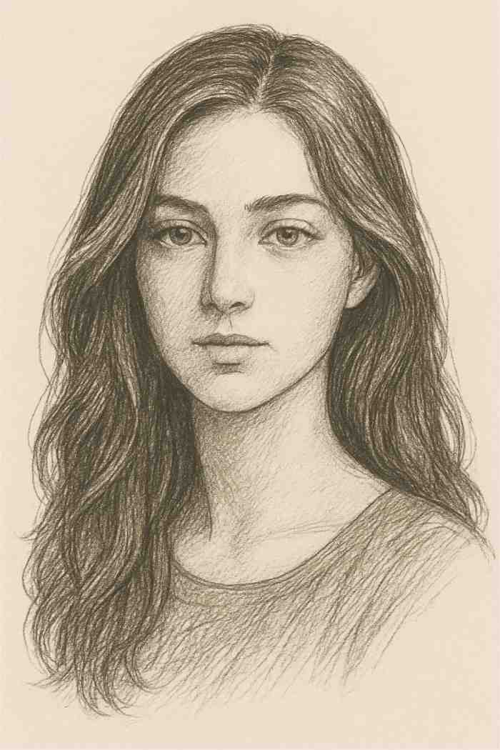 Female Portrait With Hair Detail Portrait Drawing Ideas
