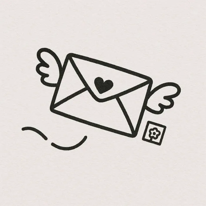 Flying Envelope With Heart Drawing