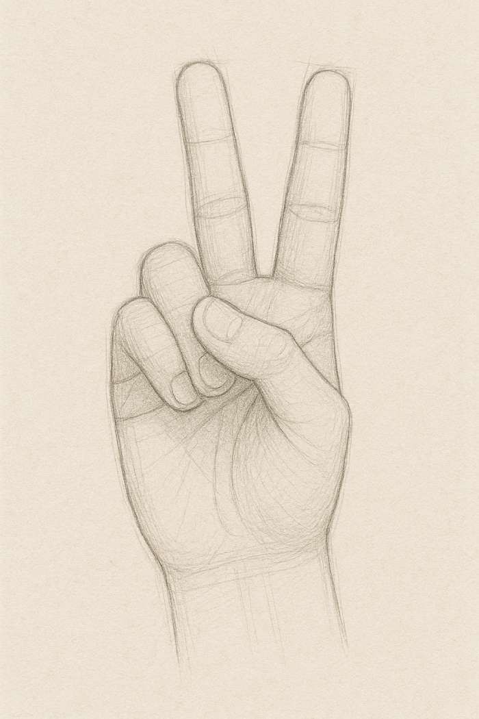 Hand Pose with Peace Sign Simple Hand Drawing Ideas