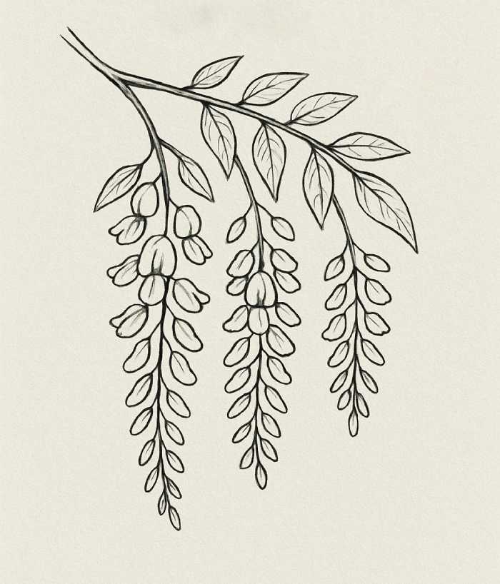 Hanging Wisteria Branches Drawing Ideas