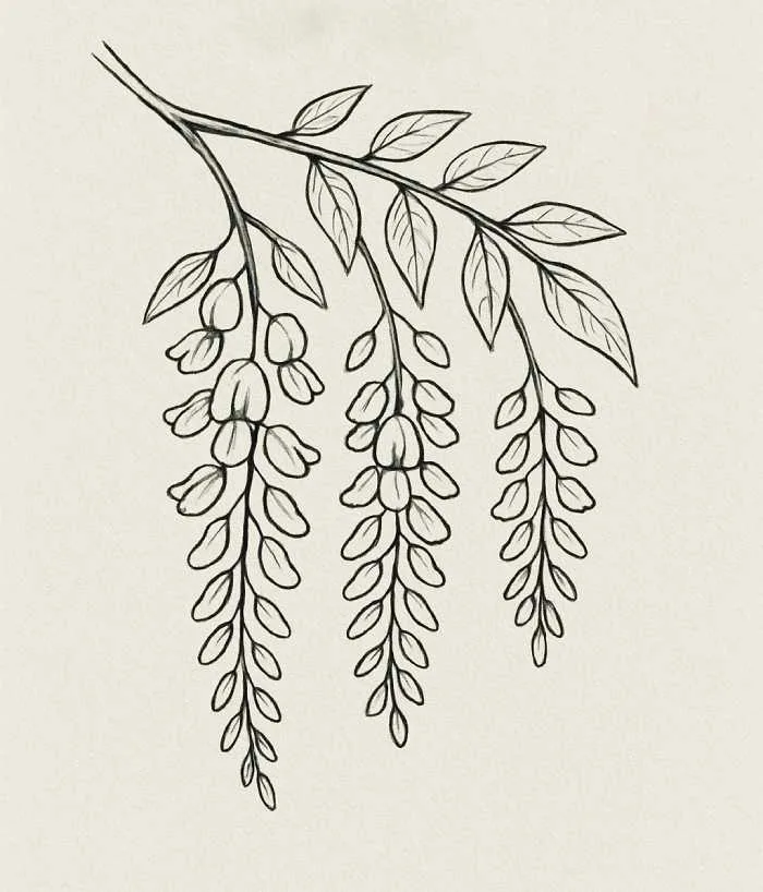 Hanging Wisteria Branches Drawing Ideas