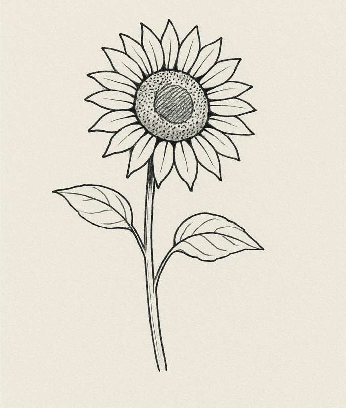 Sunflower facing the Sun Drawing Ideas