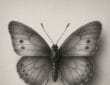 Realistic butterfly drawing with detailed wings, lifelike shading, and symmetrical patterns in pencil or color