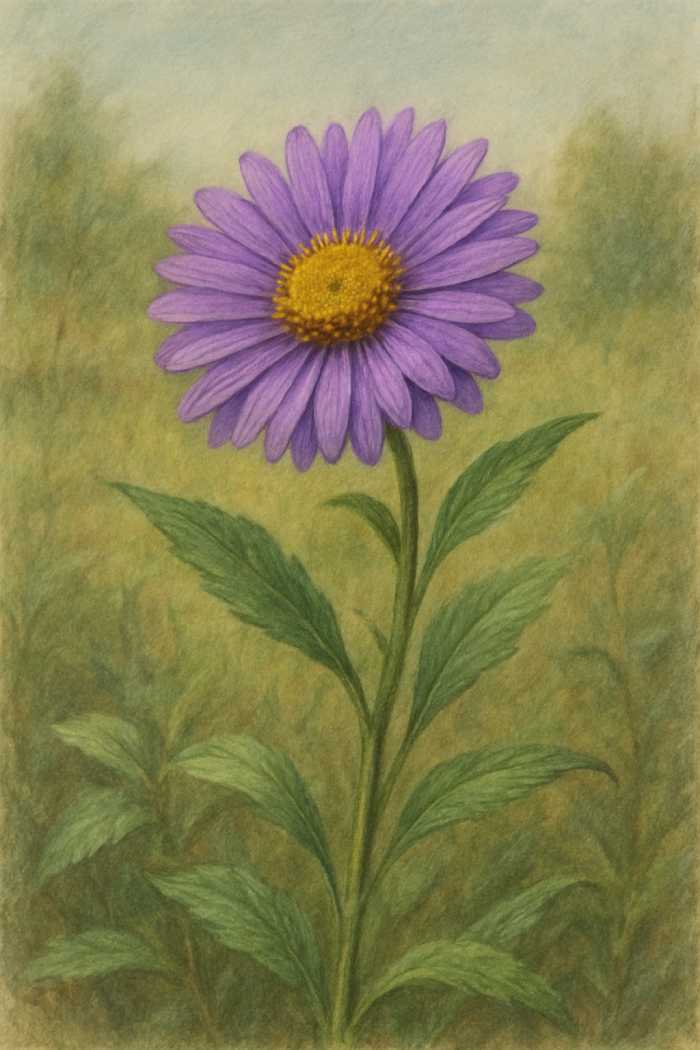 Beautiful purple aster standing tall in its natural environment