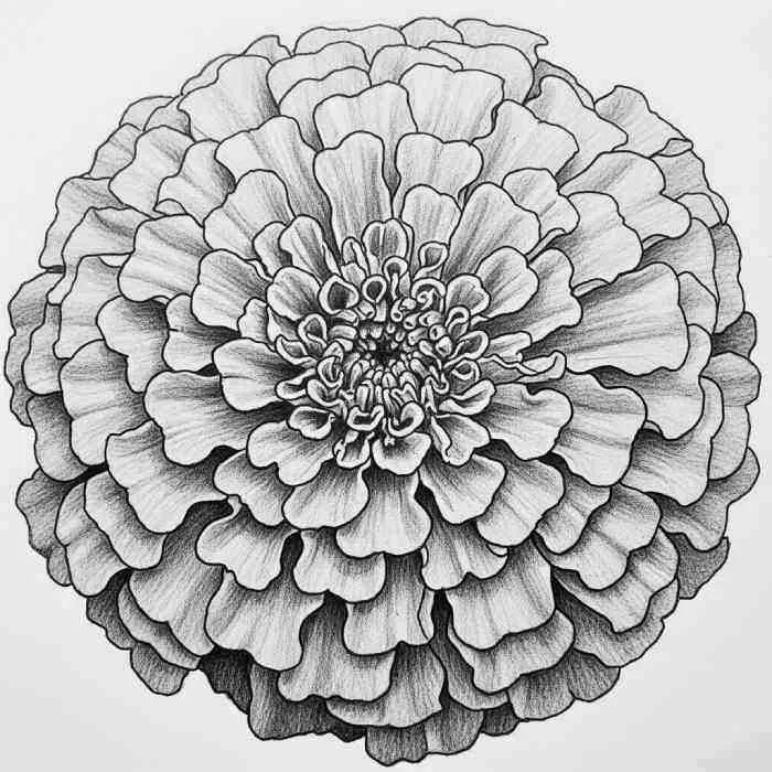 Marigold Layers Flower Drawing Realistic