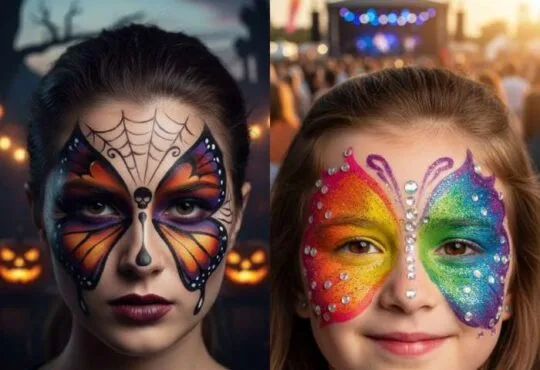 Butterfly face painting design for Halloween party and Festival