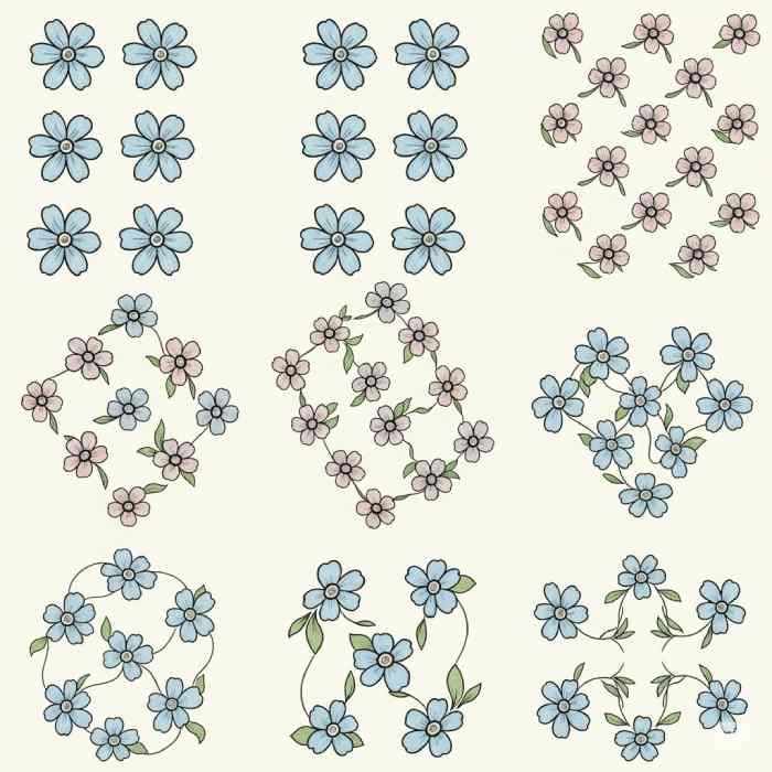 Decorative floral pattern created for fabric design with detailed and stylish flower motifs.