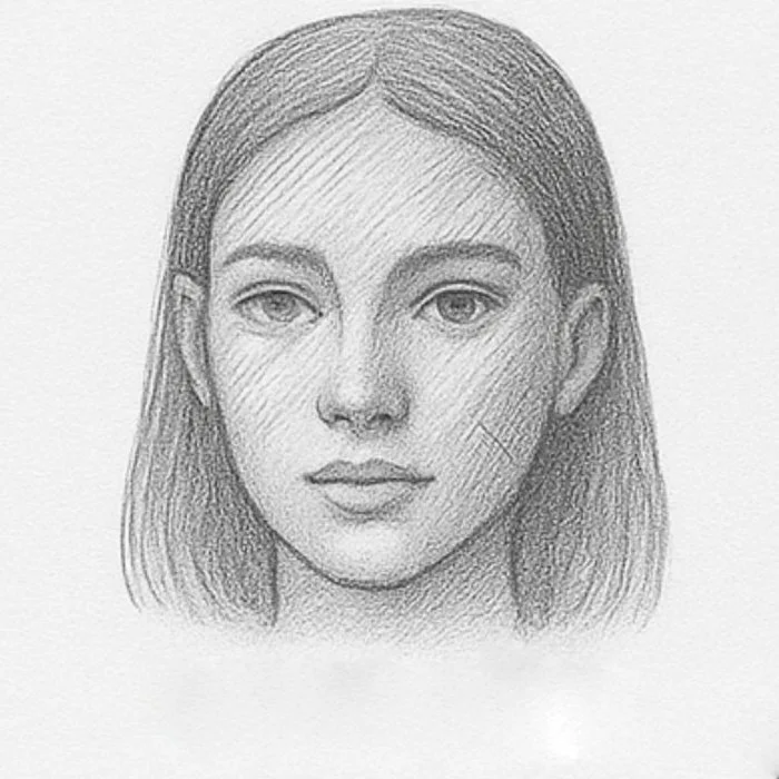 Pencil drawing of a girl’s face with detailed shading to create realistic depth and texture